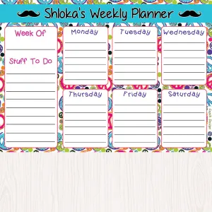 Activity Planner - Moustache, Set of 50