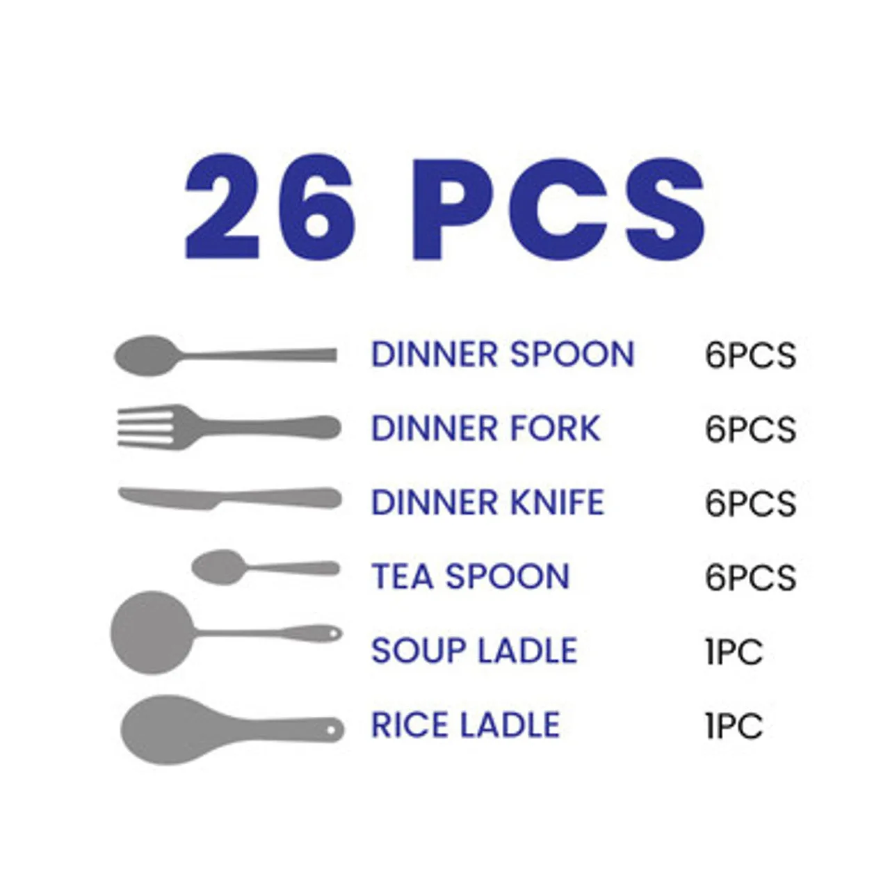 Arshia Stainless Steel Cutlery Sets 26pcs Silver
