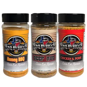 BBQ by Biggs 3-Pack Rub Set – Beef, Chicken & Pork, and Honey BBQ Rubs