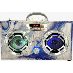 Blue Swirl Boombox-Bluetooth w/LED Lights