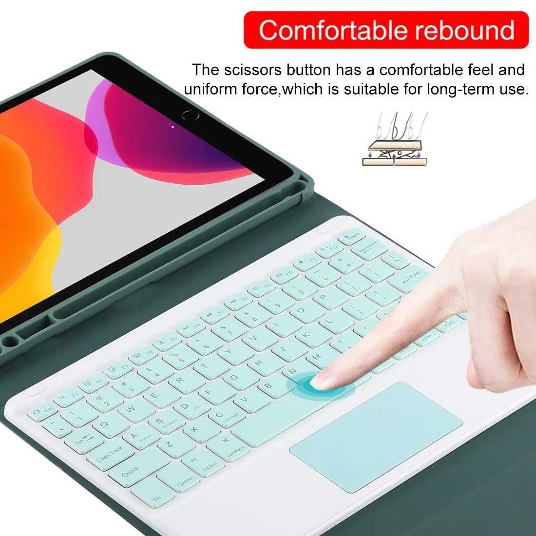Bluetooth Keyboard & Tablet Case For Ipad 10.2 / Ipad Air 2019 - Detachable Touch Pad Pen Slot Holder - Microfiber Leather
