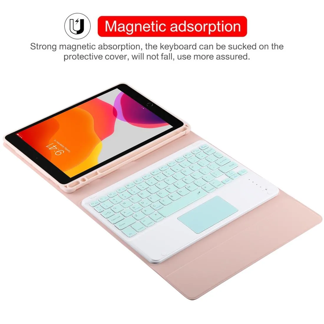 Bluetooth Keyboard & Tablet Case For Ipad 10.2 / Ipad Air 2019 - Detachable Touch Pad Pen Slot Holder - Microfiber Leather