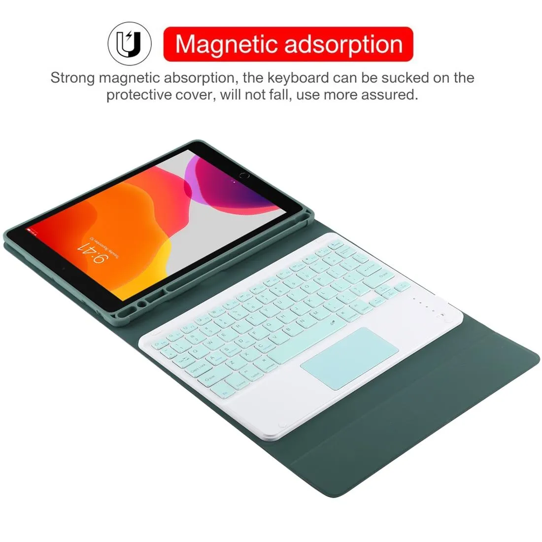 Bluetooth Keyboard & Tablet Case For Ipad 10.2 / Ipad Air 2019 - Detachable Touch Pad Pen Slot Holder - Microfiber Leather