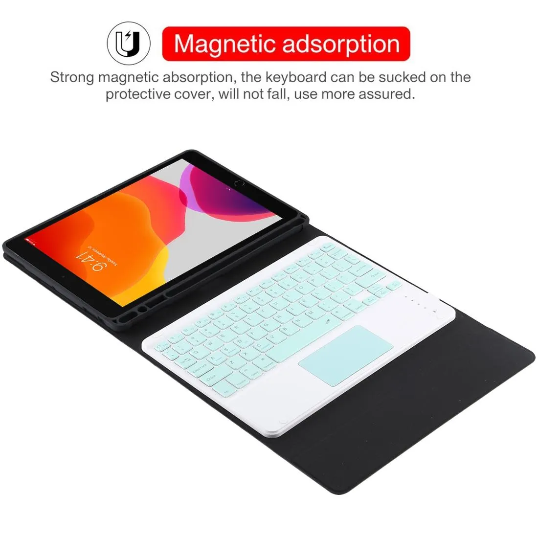Bluetooth Keyboard & Tablet Case For Ipad 10.2 / Ipad Air 2019 - Detachable Touch Pad Pen Slot Holder - Microfiber Leather