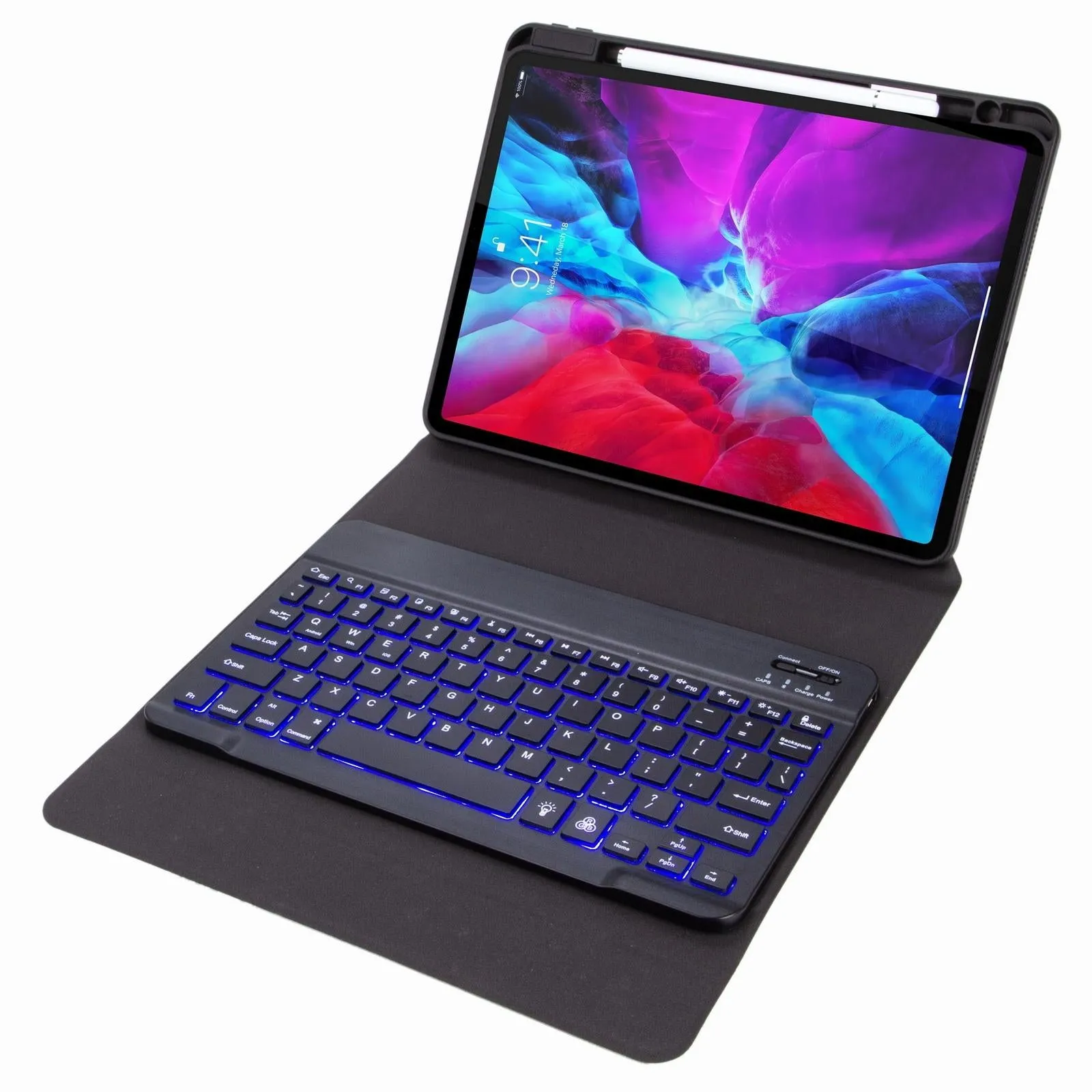 Bluetooth Keyboard Leather Case For Ipad 10.2 / 10.5 With Monochrome Backlight & Three-Fold Holder