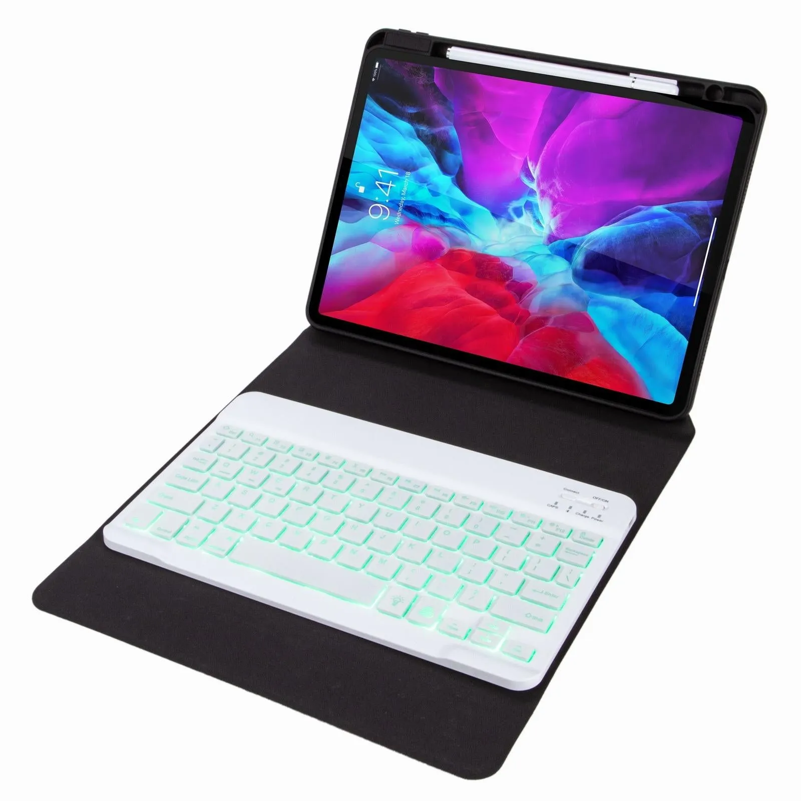 Bluetooth Keyboard Leather Case For Ipad 10.2 / 10.5 With Monochrome Backlight & Three-Fold Holder
