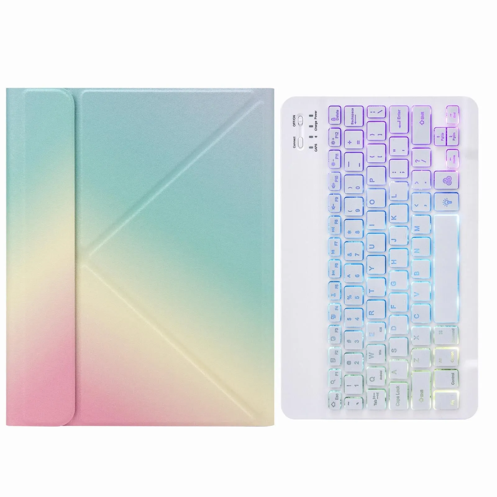 Bluetooth Keyboard Leather Case For Ipad 10.2 / 10.5 With Tri-Colour Backlight & Three-Fold Holder