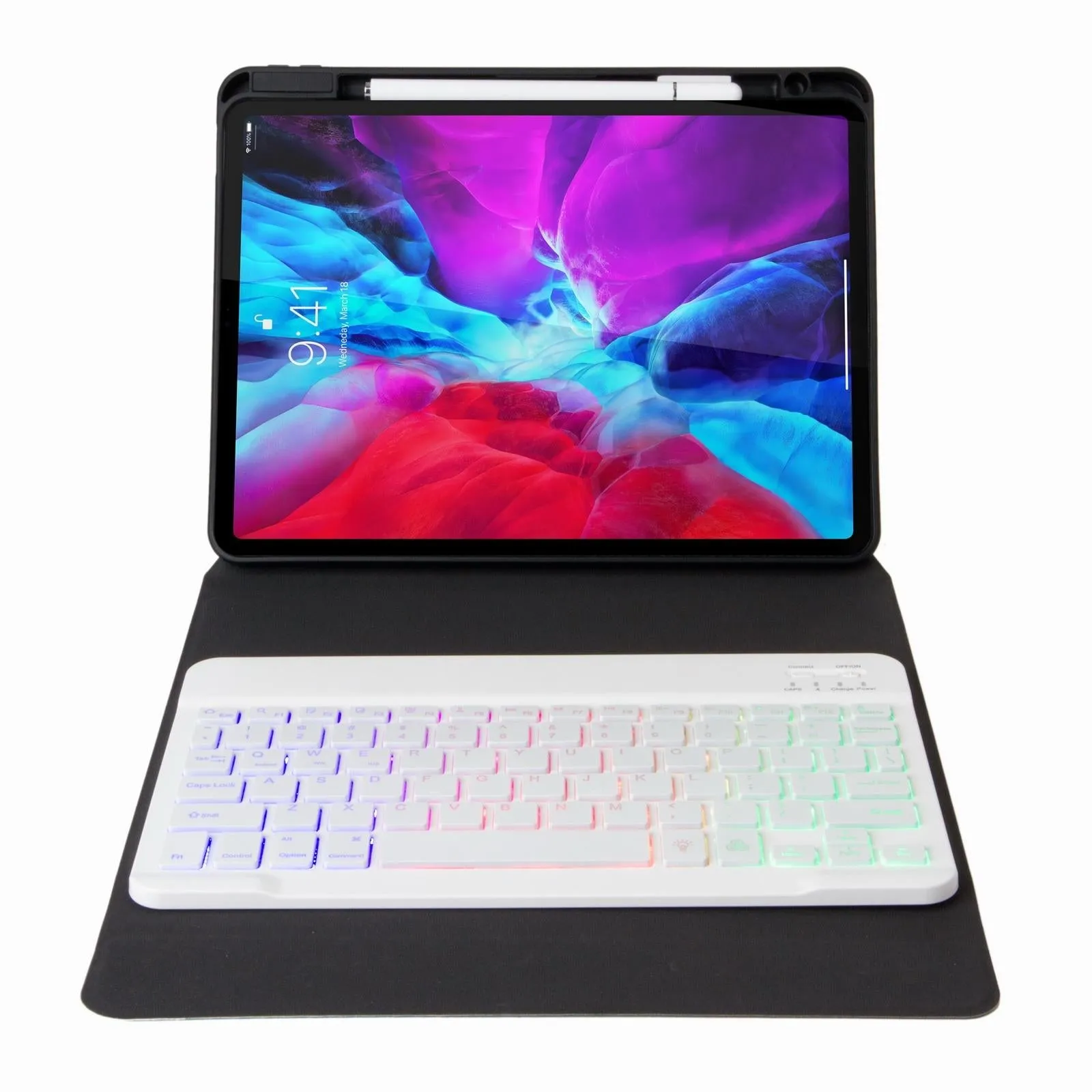 Bluetooth Keyboard Leather Case For Ipad 10.2 / 10.5 With Tri-Colour Backlight & Three-Fold Holder