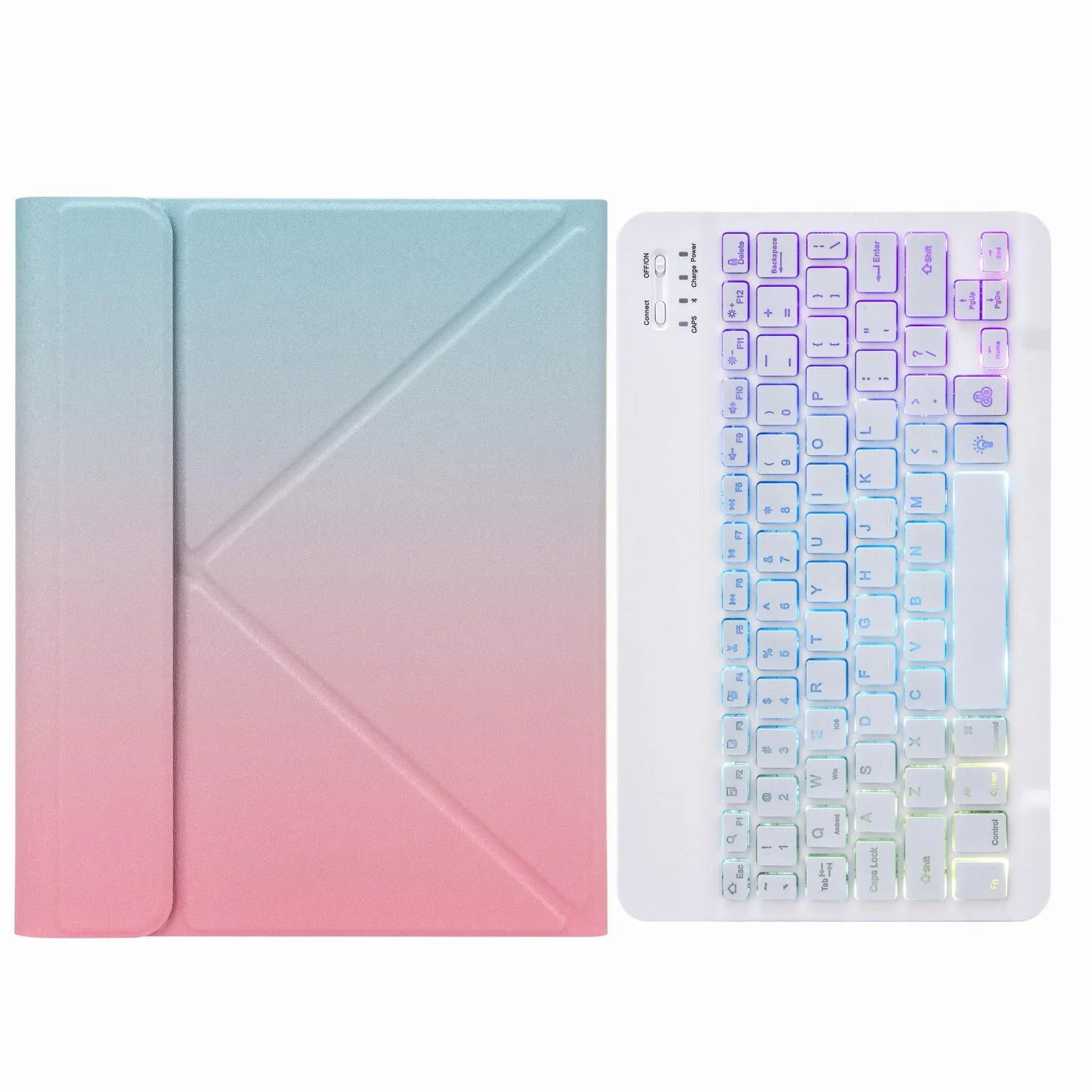 Bluetooth Keyboard Leather Case For Ipad 10.2 / 10.5 With Tri-Colour Backlight & Three-Fold Holder