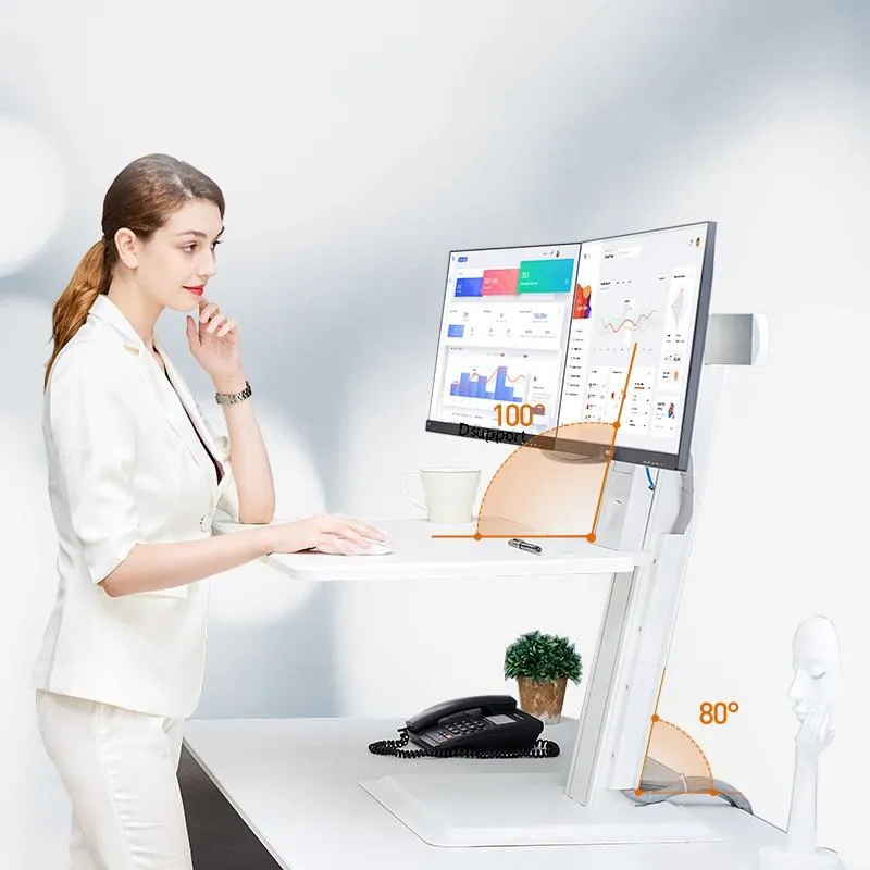 Computer Stand 22-27 Inch Dual Monitor Mount with Keyboard Plate