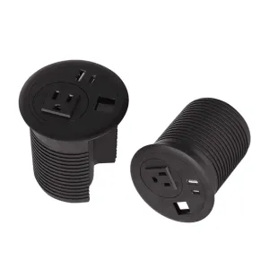 E-Macht Desktop Power Grommet Outlet with USB, Recessed Power Strip with AC Outlet & USB(Type A & Type C) & Receptacle Outlet(RJ45, HDMI)