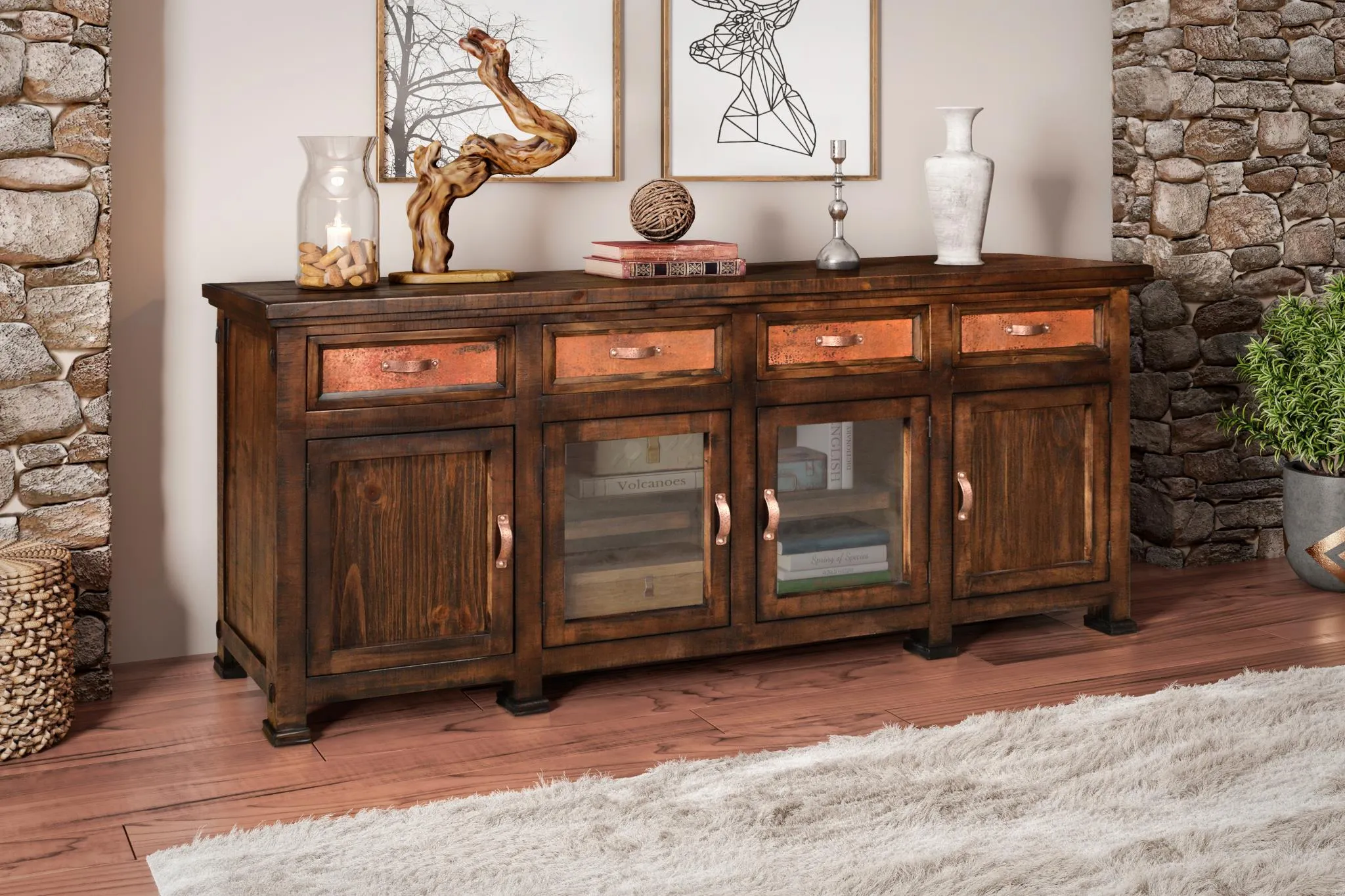 Elements Collection Copper TV Stand - 85"