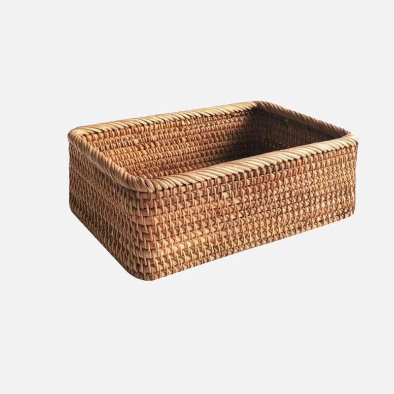Hand-Woven Rattan Wicker Storage Basket
