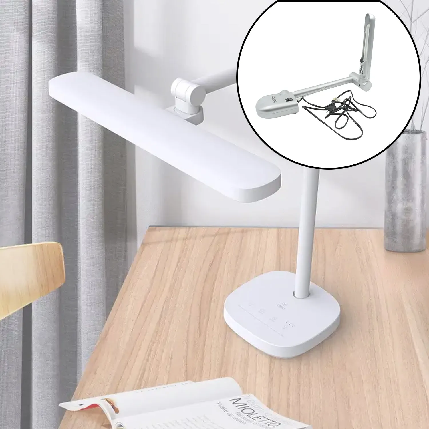 Multifunctional LED Desk Lamp Dimmable Office Lamp Childrens Student Desk Lamp Reading Lamp  White Eye-Caring Desk Light, Energy Saving Desk Lamp Table Lamp - Study Desk Lamp (1 Pc)