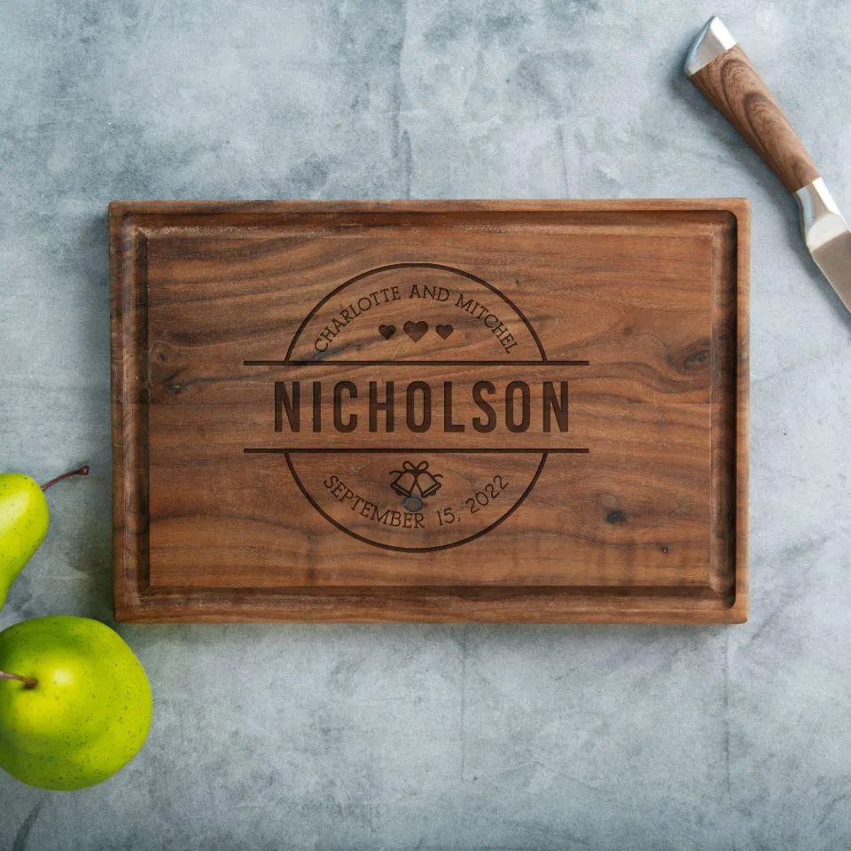 Personalized Walnut Cutting Boards with Juice Grooves