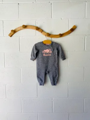 Pinky Salt & Pepper Zip Romper, 3-6 months