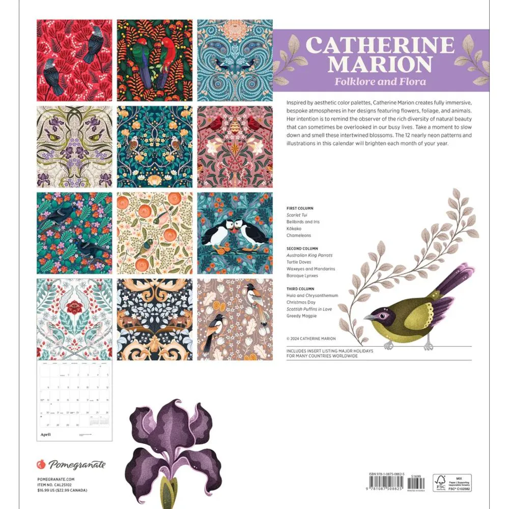 Pomegranate 2025 Wall Calendar - Catherine Marion: Folklore and Flora