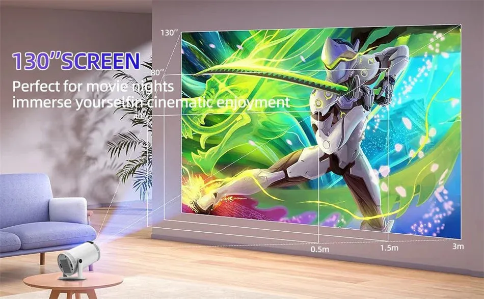 Portable Smart Projector 4K HD Screen 1280*720P 5G Wireless.